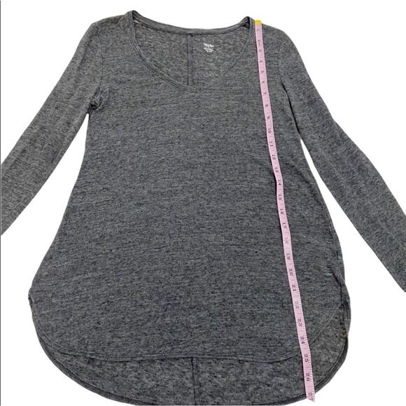 Mossimo Marled Gray Linen Blend Long Sleeves V-Neck Top, Size XS - Picture 8 of 10